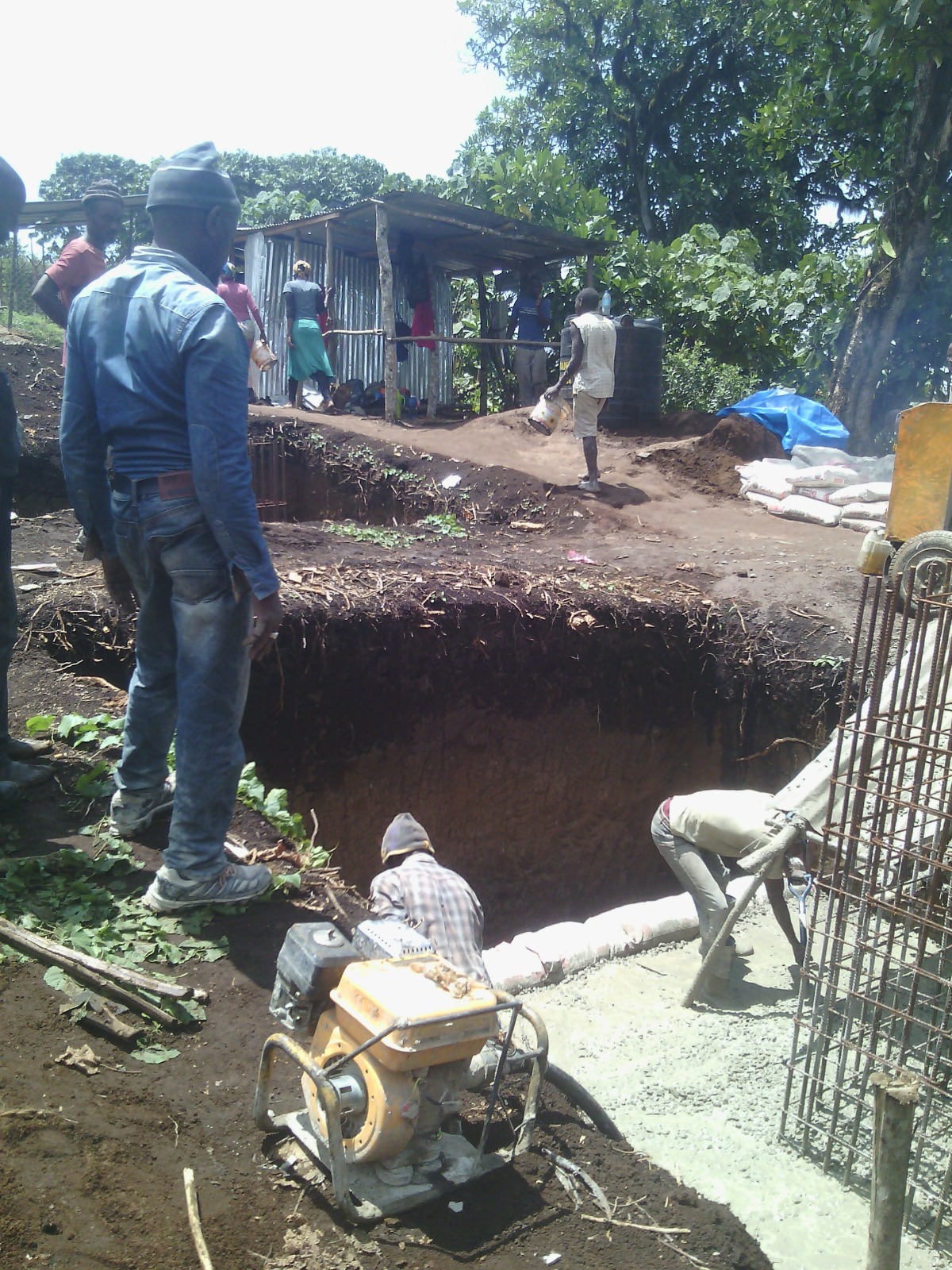 Concrete pouring for communication tower foundation